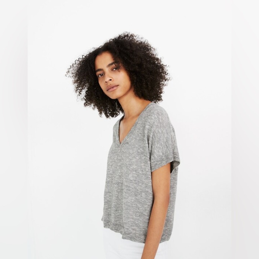 Madewell Women’s V Neck Paulson Sweater Tee in Marled Storm, Size Medium - Picture 2 of 11